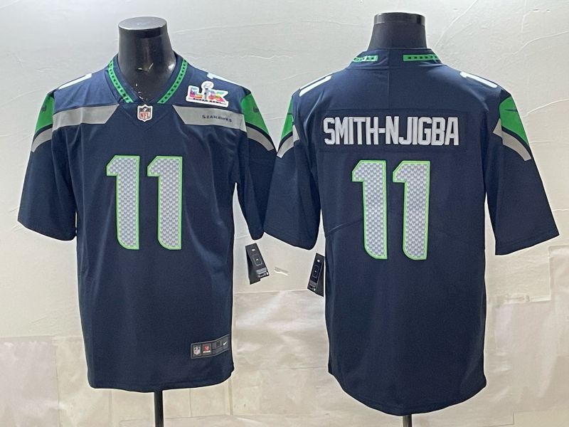 Men 2026 Seattle Seahawks #11 Smith-Njigba Blue Nike Limited NFL Jersey 053